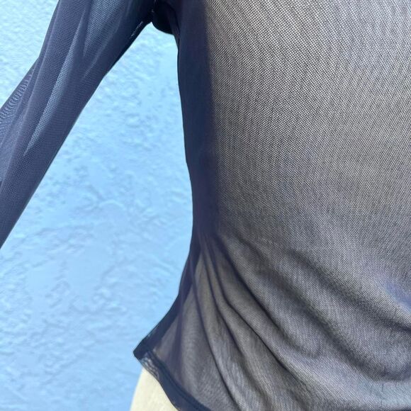 Black Sheer Shirt Mesh Small Top club kid rave Y2k - Picture 5 of 7